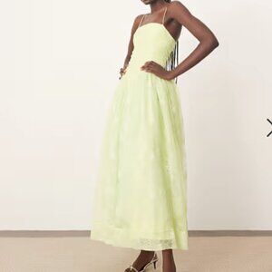 NWT- ARRANGE lace corset detail midi dress with full skirt in apple green